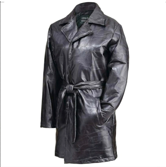 GIOVANNI NAVARRE LEATHER COMPANY Italian Stone Design Leather patchwork jacket - Picture 1 of 4